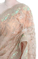Ekta Solanki Saree and Blouse ~ Blush Pink Silver Thread and Beaded Net ~ WAS £925 NOW £380
