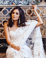 Ekta Solanki Saree and Blouse ~ White Lace Beaded Net ~ £2,200 Pre-Order