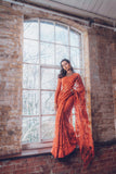 Ekta Solanki Saree and Blouse ~ Tangerine Orange Lace Beaded Net ~ £2,200 Pre-Order