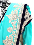 Ekta Solanki Saree and Blouse ~ Turquoise & Purple Velvet Crepe Saree ~ Was £1,200 Now £630