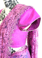 Ekta Solanki Saree and Blouse ~ Magenta Chantilly Lace Crystal Saree~ Was £1,850 Now £675