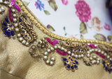 Ekta Solanki Saree and Blouse ~ Navy Blue Gold Zari Pure Silk ~ WAS £300 NOW £120