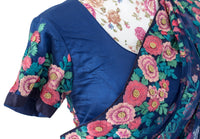 Ekta Solanki Saree and Blouse ~ Navy Blue and Floral Pink Thread Work Net ~ WAS £845 NOW £225