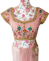 Ekta Solanki Saree and Blouse ~ Blush Pink Floral Embroidered Net ~ WAS £2,450 NOW £975