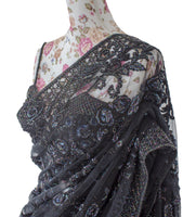 Ekta Solanki Saree and Blouse ~ Black Lace Rainbow Iridescent Beaded ~ £1,950 Pre-Order