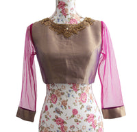 Ekta Solanki Saree Blouse ~ Purple Gold Silk Brocade Beaded ~ WAS £120 NOW £25