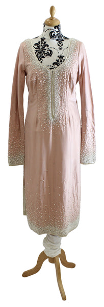 Ekta Solanki Suit ~ Pink Pure Silk Pearl Long Suit ~ WAS £730 NOW £450