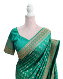 Ekta Solanki Saree and Blouse ~ Emerald Green Banarasi Tanchoi Saree ~ Was £1,450 Now £465