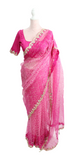 Ekta Solanki Saree and Blouse ~ Fuchsia Pink  Organza Mirror Bandhani Saree~ Was £750 Now £320